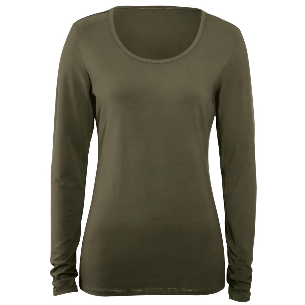 Peruvian Connection Green Pima Cotton Long Sleeve Crewneck Shirt Large